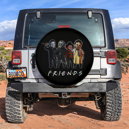 Horror Spare Tire Cover Friends Chibi Horror Characters Graphic Black