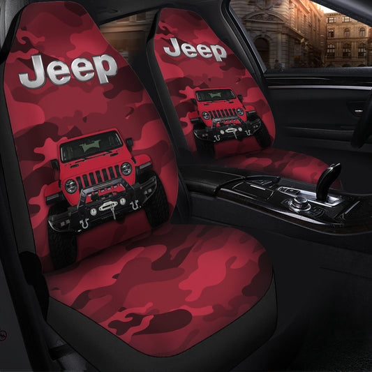 Red Jeep Camouflage Car Seat Covers