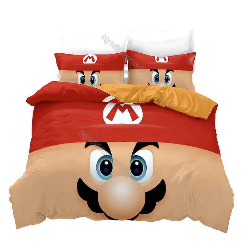 Mario Bedding Set Mario Face Cosplaying Duvet Covers Red Unique Gift