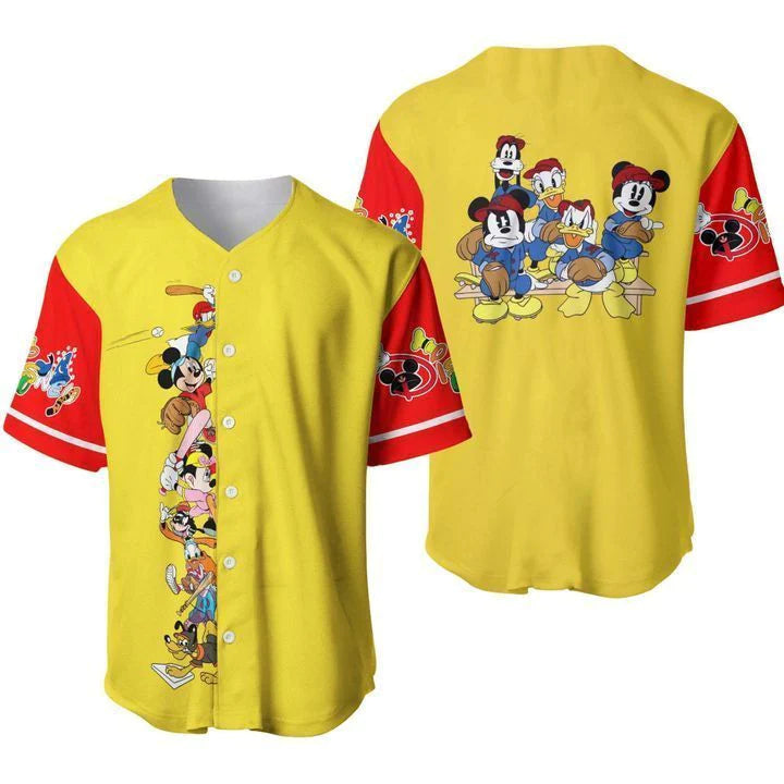 Mickey Jersey Disney Mickey Mouse And Friend Player Graphic Yellow Red Jersey Shirt Mickey Baseball Jersey Disney Baseball Jersey