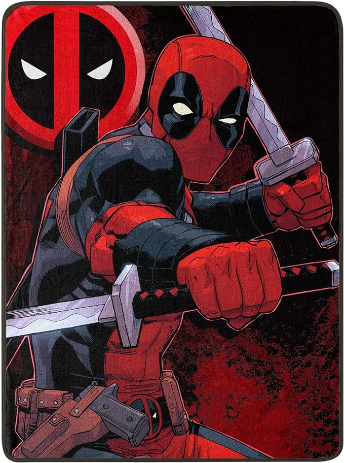 Deadpool Blanket Deapool Fighting Pose Comic Vintage Blanket Red Black