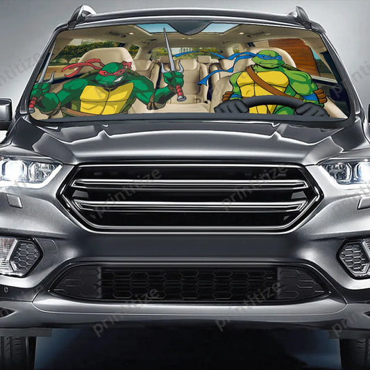 TMNT Car Sun Shade Raphael And Leonardo Driving Winshield Sun Shade Colorful