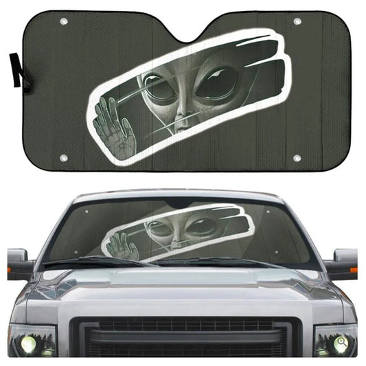 Alien Car Sun Shade Alien Take A Look To The Mirror Winshield Sun Shade Black