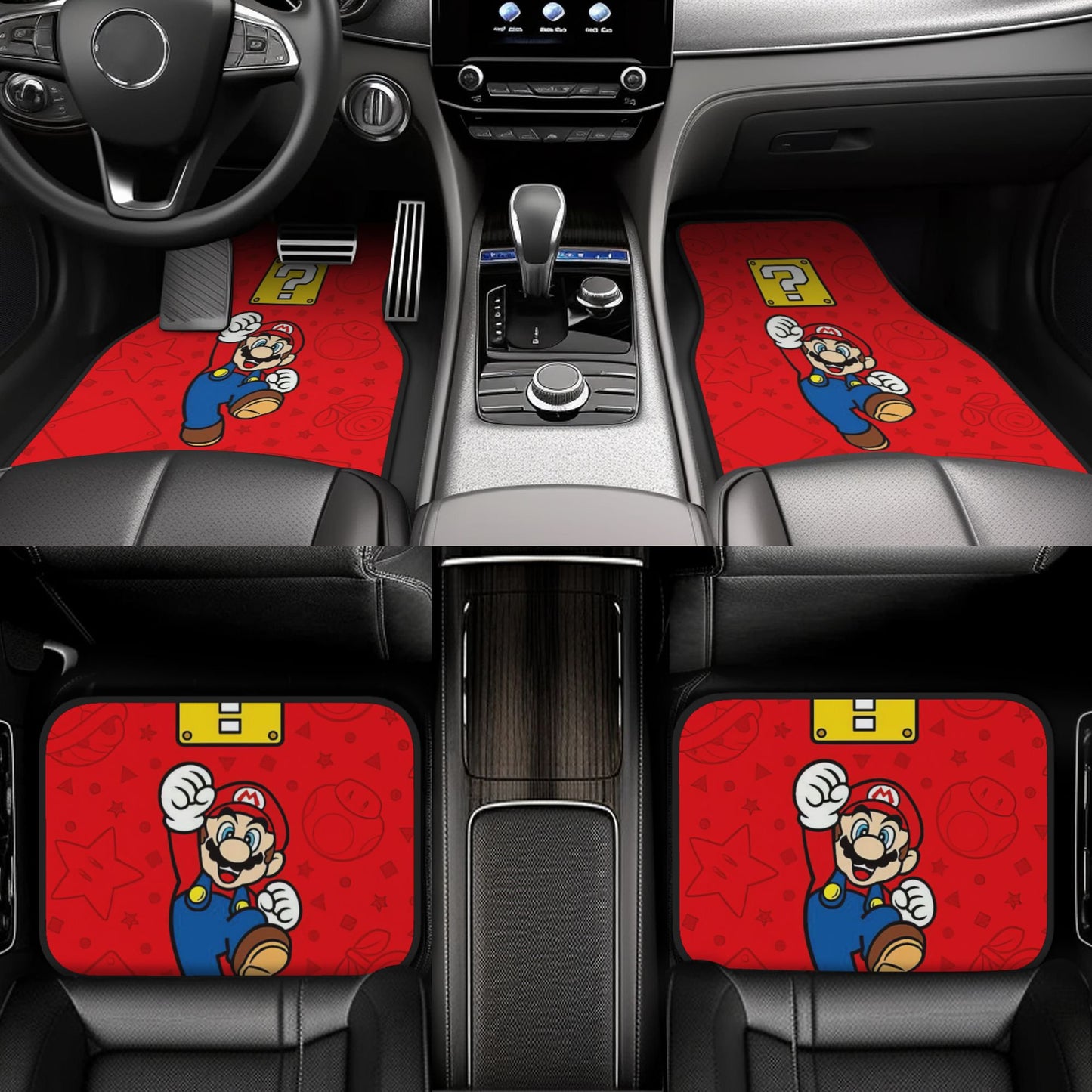 Mario Car Mats Mario Jumps Question Box Items Pattern Car Floor Mats Red