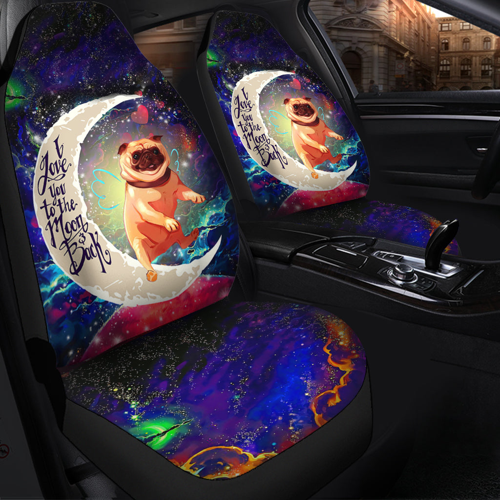 Cute Bull Dog Love You To The Moon Galaxy Car Seat Covers