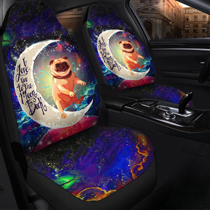 Cute Bull Dog Love You To The Moon Galaxy Car Seat Covers