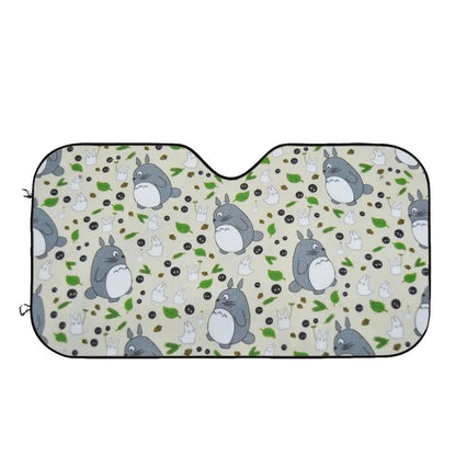 SGhibli Car Sun Shade My Neighbor Totoro And Soots Pattern Winshield Sun Shade White Gray