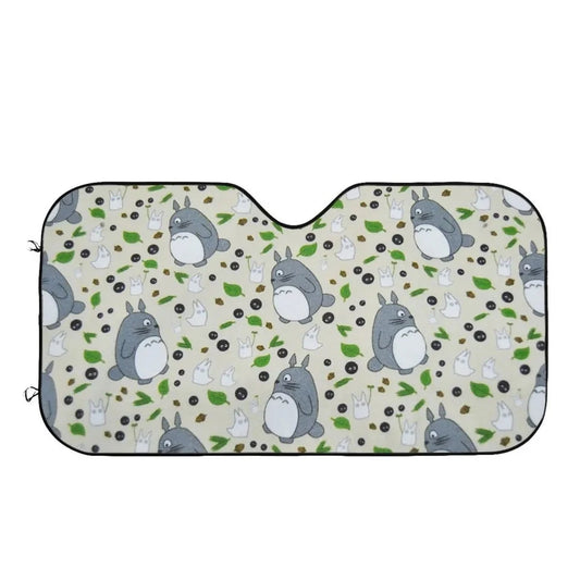 SGhibli Car Sun Shade My Neighbor Totoro And Soots Pattern Winshield Sun Shade White Gray