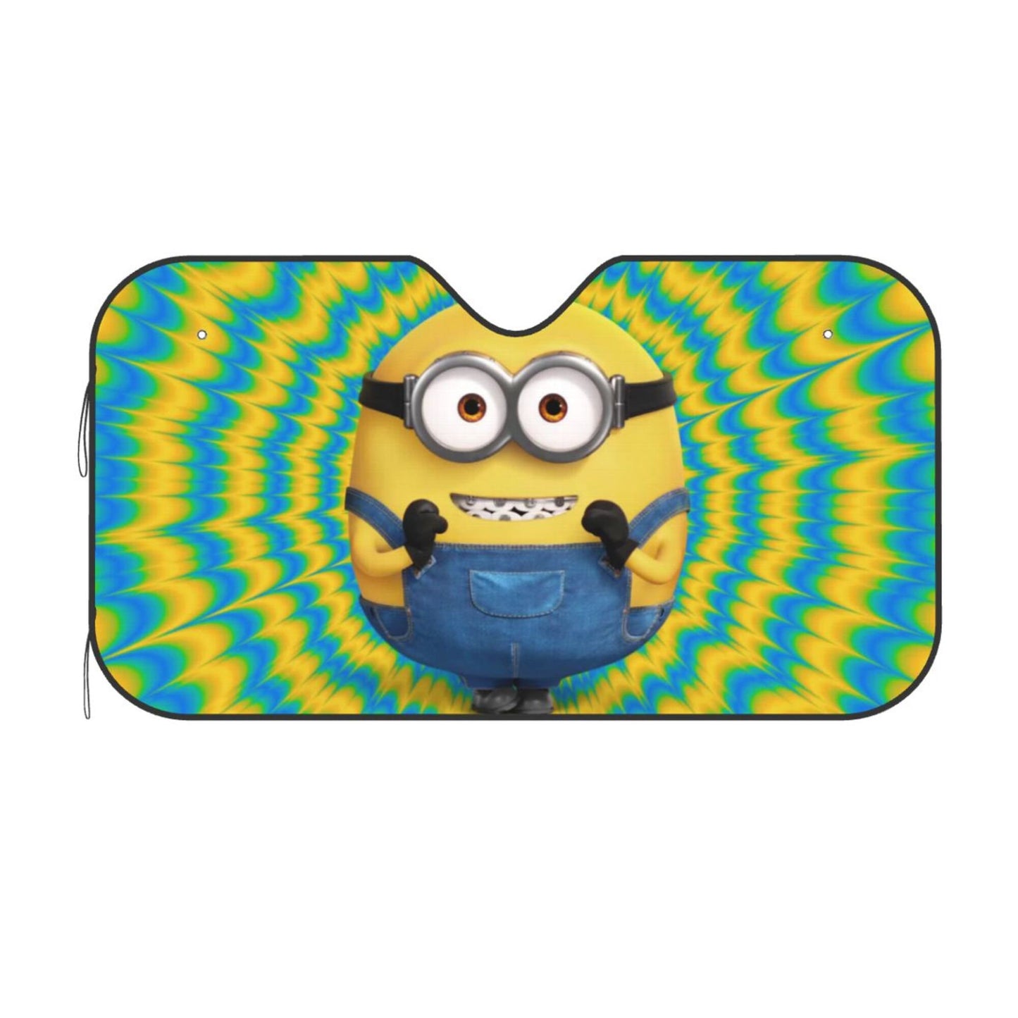 Minions Car Sun Shade Minion Graphic Tie Dye Style Winshield Sun Shade Yellow Blue