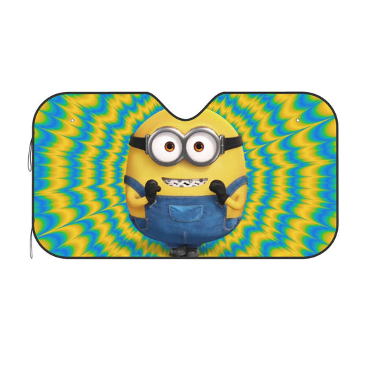 Minions Car Sun Shade Minion Graphic Tie Dye Style Winshield Sun Shade Yellow Blue