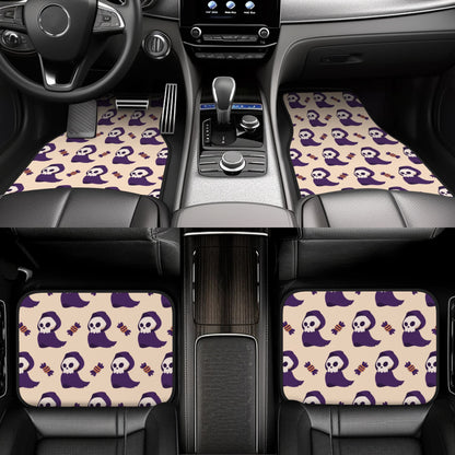 Halloween Car Mats Halloween Cute Reaper Candy Pattern Car Floor Mats Purple Yellow