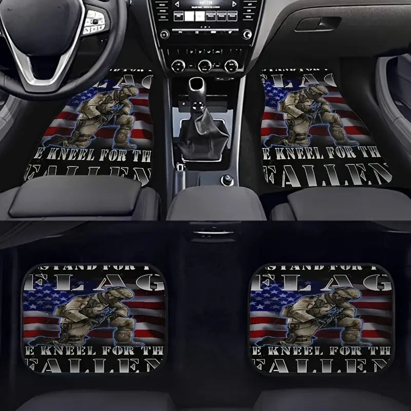 Veteran Car Mats We Kneel For The Fallen Soldier Car Floor Mats Black Gray