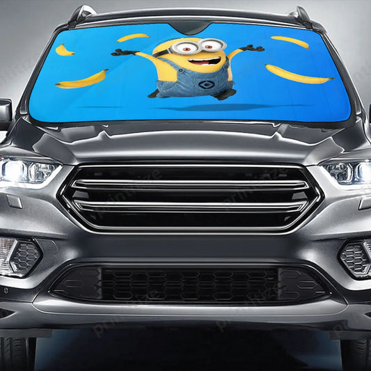 Minions Car Sun Shade Minions Dave With Bananas Winshield Sun Shade Blue