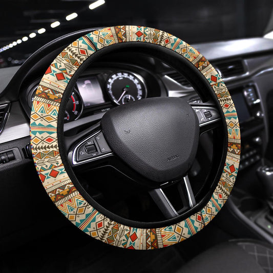 Native America Steering Wheel Cover Native American Vintage Tribal Pattern Driving Wheel Cover Colorful