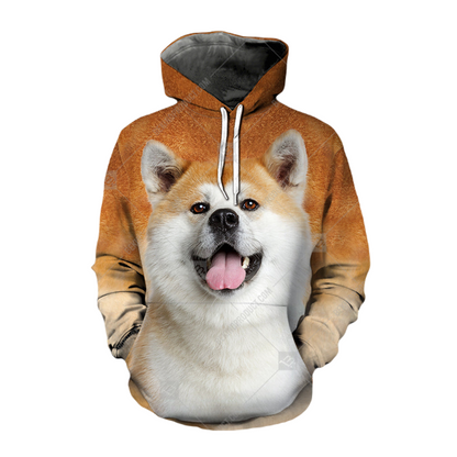 Dog Hoodie Akita Dog Front And Back Hoodie Brown Unisex