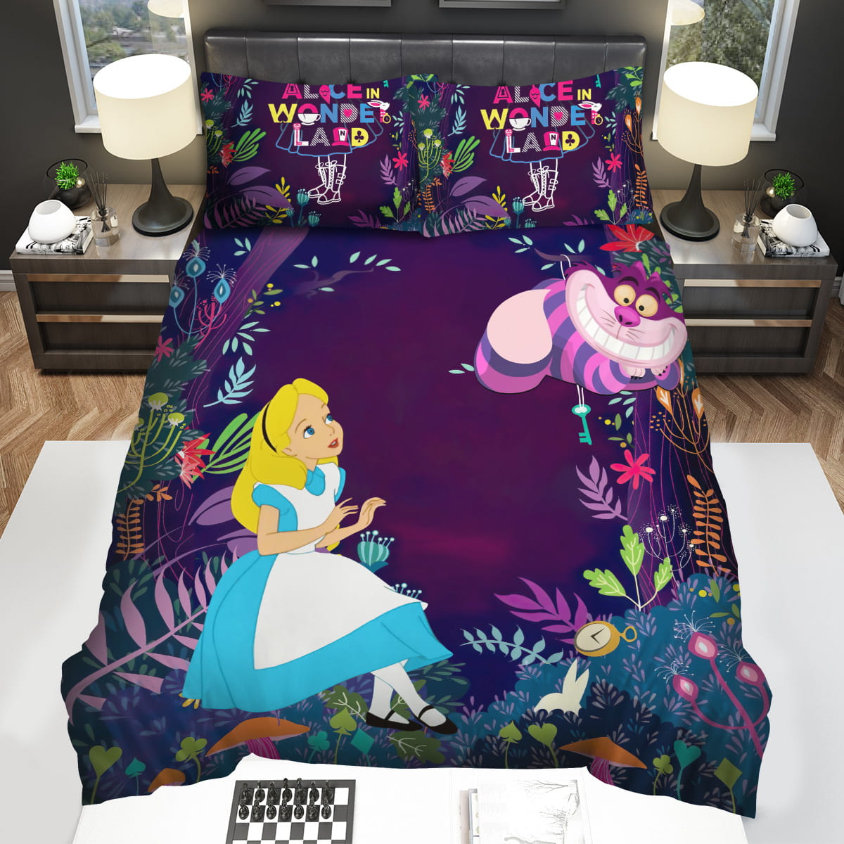 Alice In Wonderland Bedding Set Alice And Cheshire Cat Duvet Covers Colorful Unique Gift