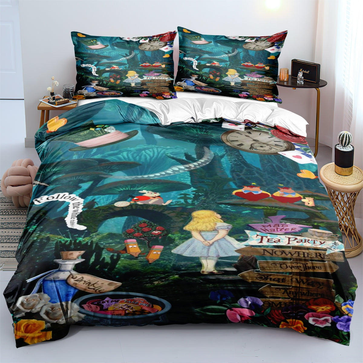 Alice In Wonderland Bedding Set Alice’s Adventures In Wonderland Duvet Covers Colorful Unique Gift