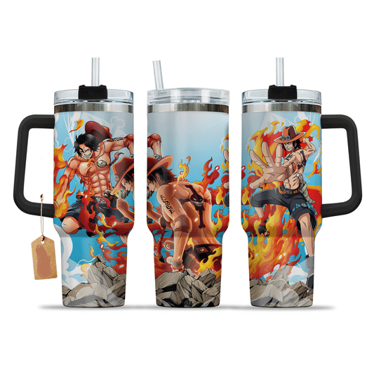 One Piece 40 Oz Tumbler One Piece Character Portgas D Ace Graphic Tumbler 40 Oz Colorful