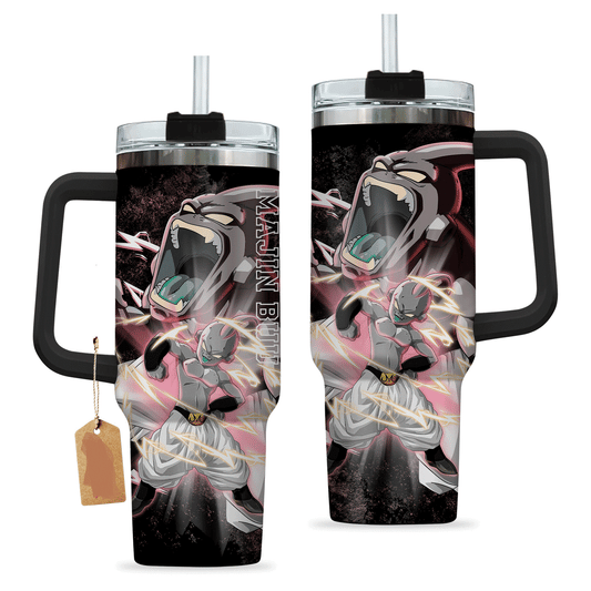 Dragon Ball 40 Oz Tumbler Dragon Ball Majin Buu Graphic Tumbler 40 Oz Gray Pink