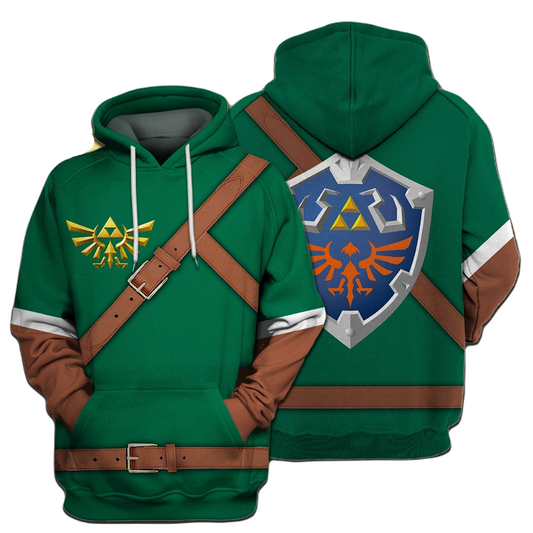 Unifinz Legend Of Zelda Shirt Link Costume With Shield Hyrule's Symbol T-shirt Legend Of Zelda Hoodie 2023