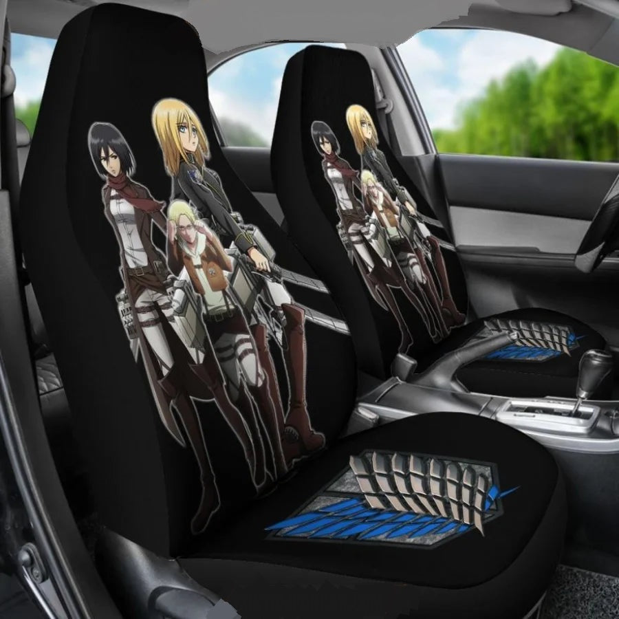 Attack On Titan Car Seat Covers Team The Wings Of Freedom Scout Regiment Seat Covers Black