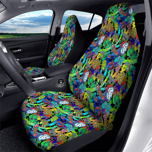 Alien Car Seat Covers Abstract Alien Graffiti Doodle Pattern Seat Covers Colorful