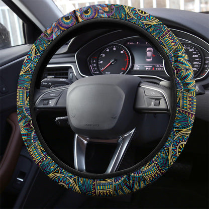 Native America Steering Wheel Cover Native American Owl Pattern Driving Wheel Cover Blue