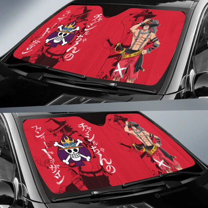 One Piece Car Sun Shade Ace One Piece Graphic Symbol Winshield Sun Shade Red