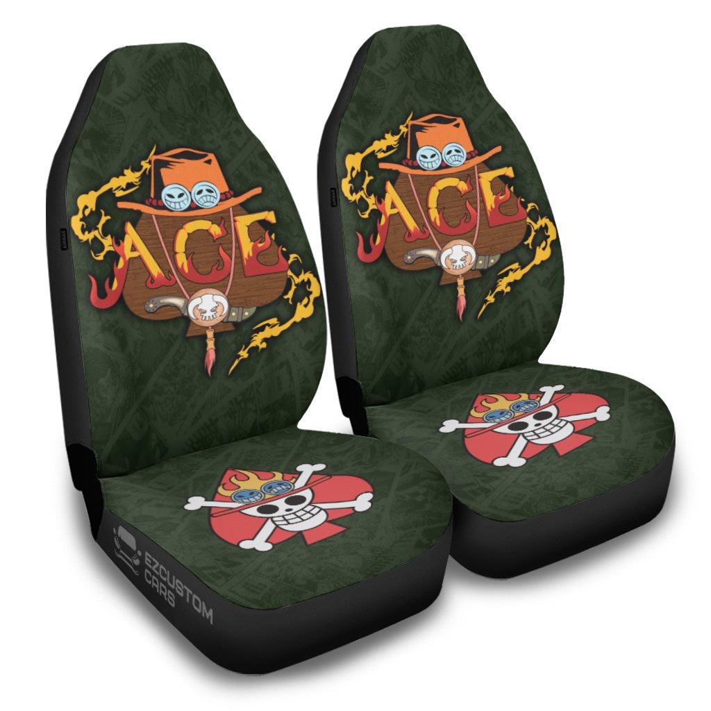 One Piece Car Seat Covers Ace Hat And Symbol Seat Covers Green Red