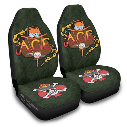 One Piece Car Seat Covers Ace Hat And Symbol Seat Covers Green Red