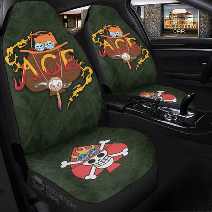 One Piece Car Seat Covers Ace Hat And Symbol Seat Covers Green Red