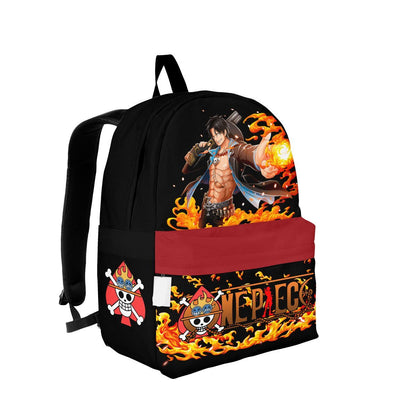 One Piece Backpack One Piece Portgas D Ace Graphic Backpacks Black