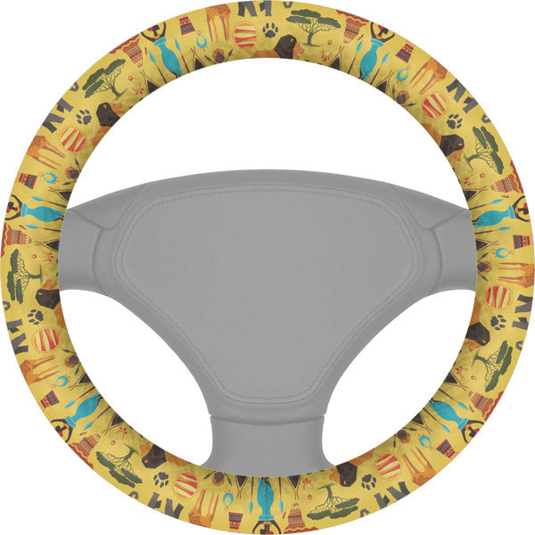 Africa Americans Steering Wheel Cover Africa Safari Ols Style Pattern Driving Wheel Cover Yellow