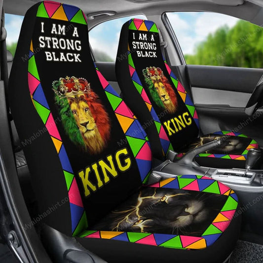 Juneteenth Car Seat Covers I Am A Strong Black King Seat Covers Colorful