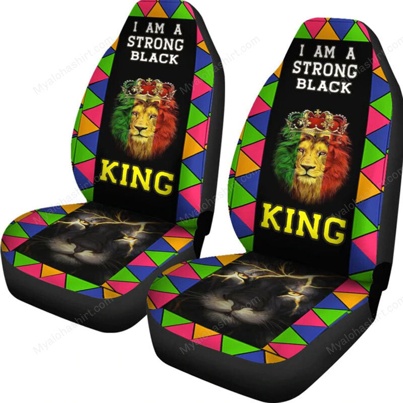 Juneteenth Car Seat Covers I Am A Strong Black King Seat Covers Colorful