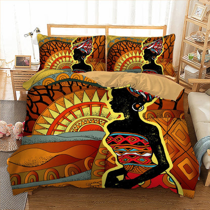 Africa Americans Bedding Set Africa Americans Women Silhouette Duvet Covers Brown Unique Gift