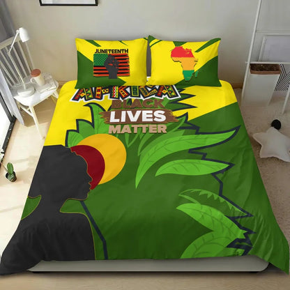 Africa Americans Bedding Set African Pride BLM Leaves Pattern Duvet Covers Green Unique Gift