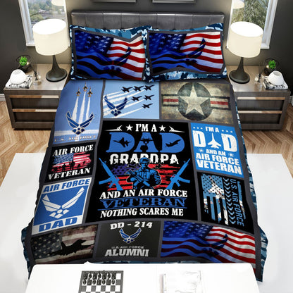 Veteran Bedding Set I'm A Dad Grandpa And An Air Force Veteran Duvet Covers Blue Unique Gift