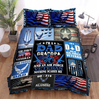 Veteran Bedding Set I'm A Dad Grandpa And An Air Force Veteran Duvet Covers Blue Unique Gift