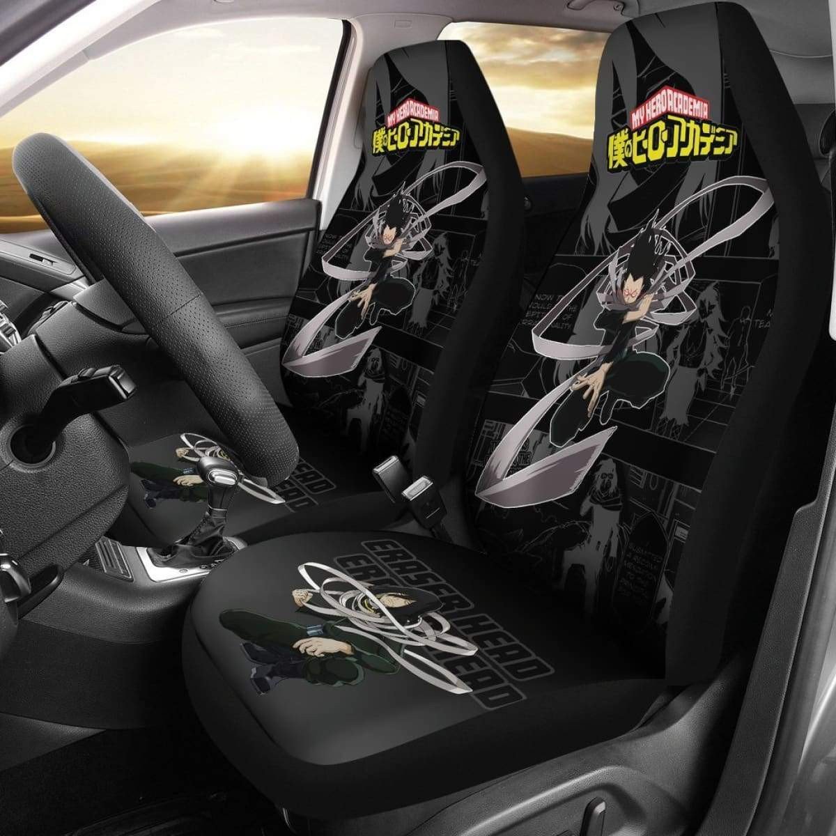 My Hero Academia Car Seat Covers Hero Aizawa Shouta Graphic Seat Covers Black