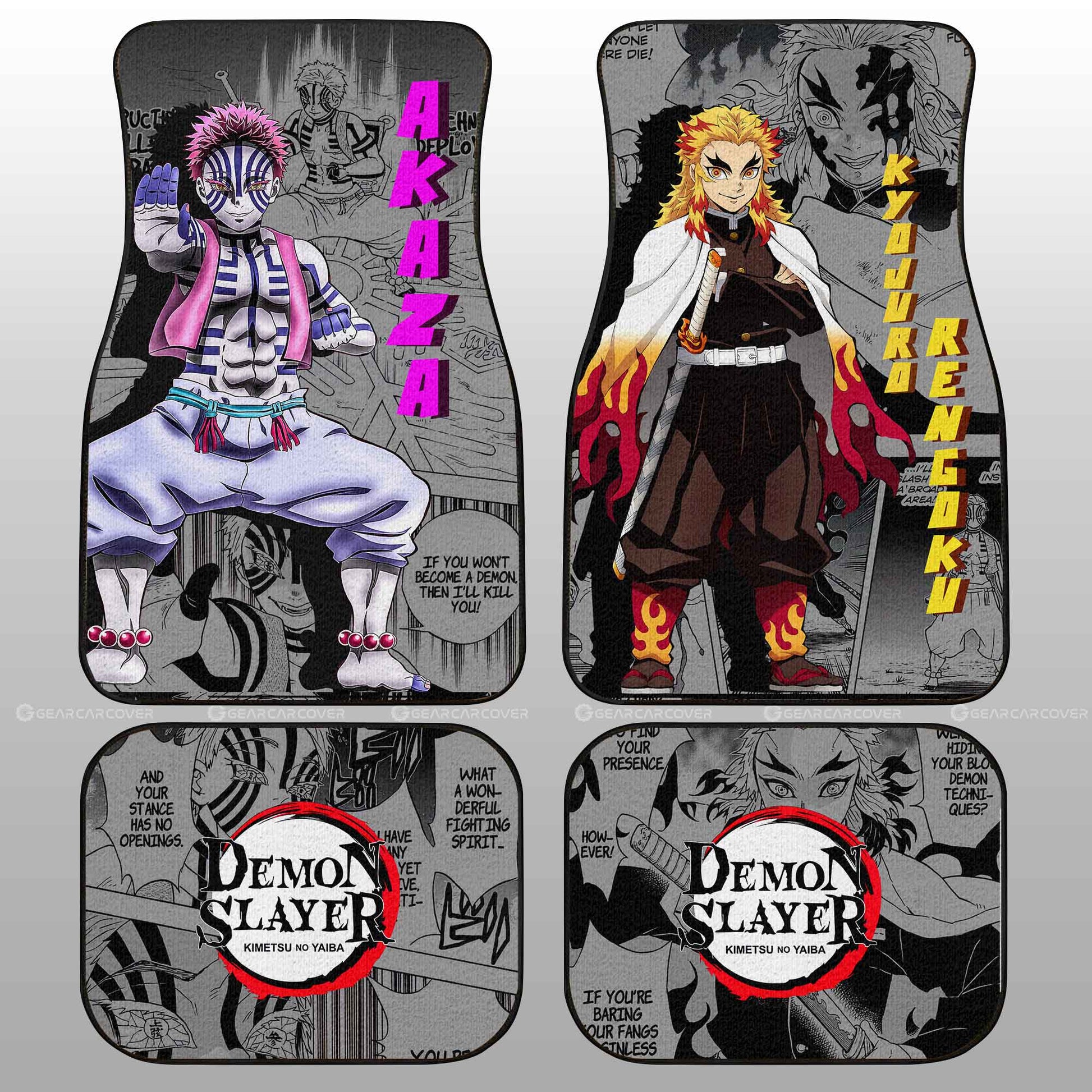 Demon Slayer Car Mats Akaza And Rengoku Car Floor Mats Mix Mangas Floor Mats