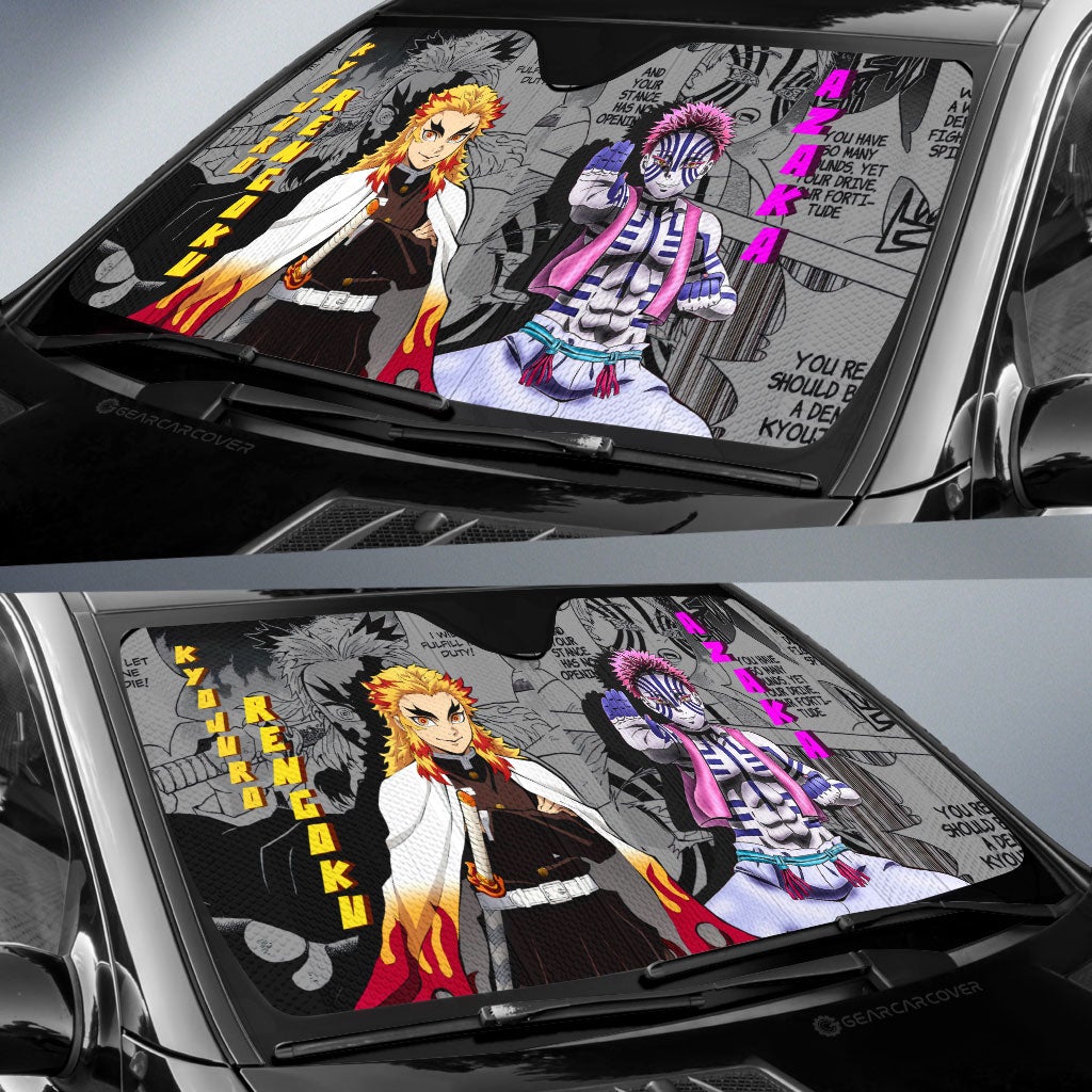 Akaza And Rengoku Car Sunshade Custom Mix Mangas