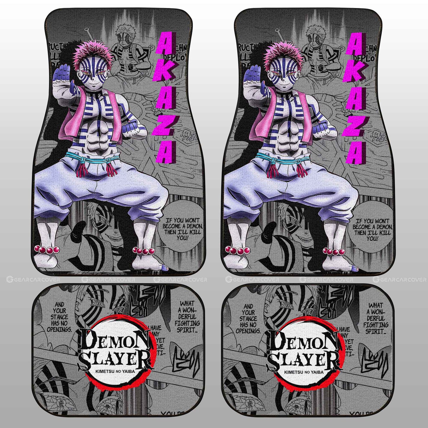 Demon Slayer Car Mats Akaza Car Floor Mats Mix Mangas Floor Mats