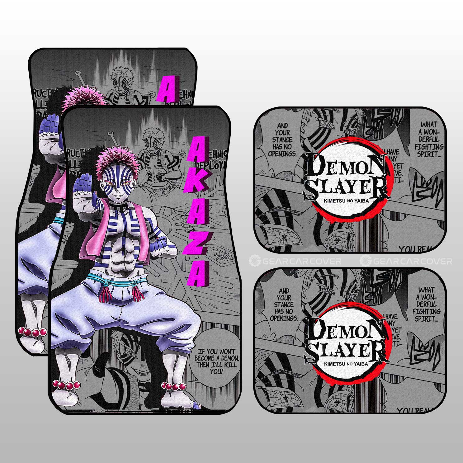 Demon Slayer Car Mats Akaza Car Floor Mats Mix Mangas Floor Mats