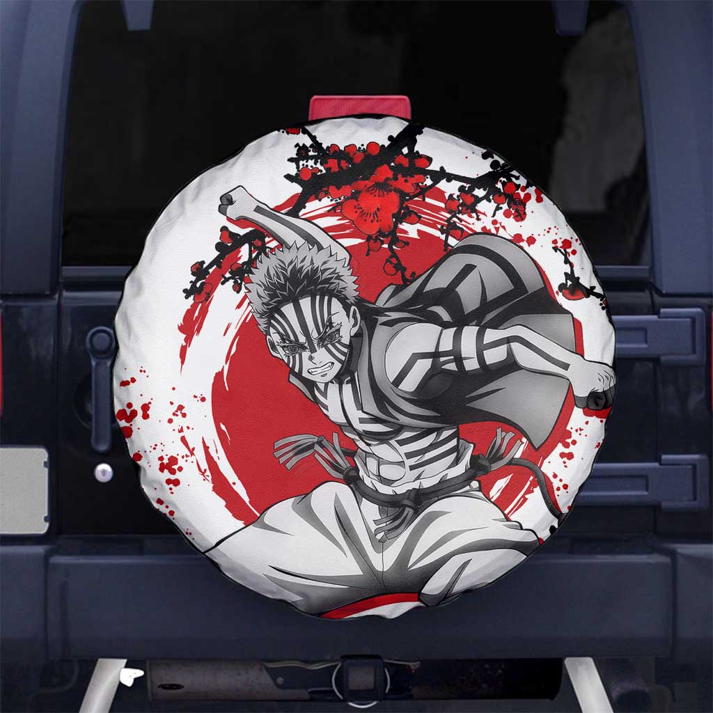 Demon Slayer Spare Tire Cover Demon Slayer Akaza Cherry Blossom Pattern Tire Covers White Red