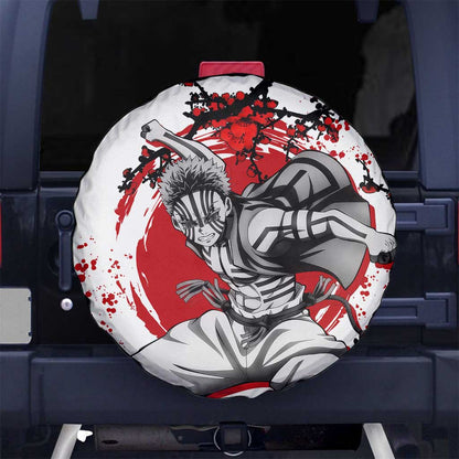 Demon Slayer Spare Tire Cover Demon Slayer Akaza Cherry Blossom Pattern Tire Covers White Red