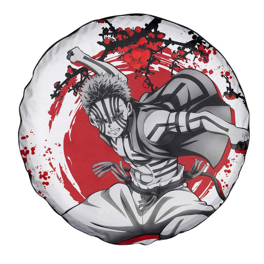Demon Slayer Spare Tire Cover Demon Slayer Akaza Cherry Blossom Pattern Tire Covers White Red