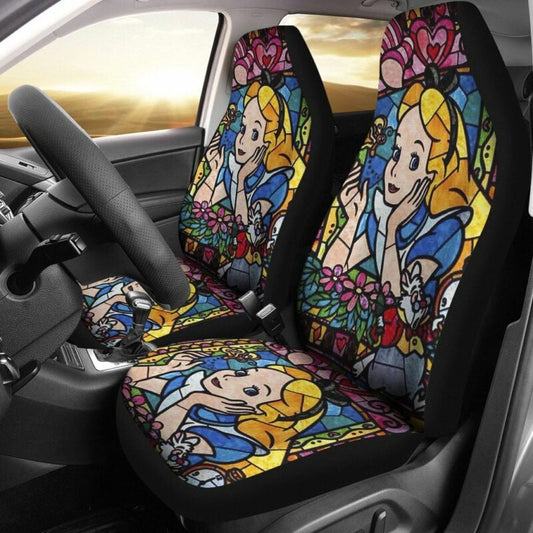 Alice In Wonderland Car Seat Covers DN Alice In The Wonderland Stained Glass Seat Covers Colorful