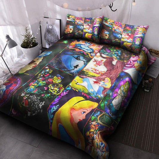 Alice In Wonderland Bedding Set Alice In The Wonderland Scene Pattern Duvet Covers Colorful Unique Gift