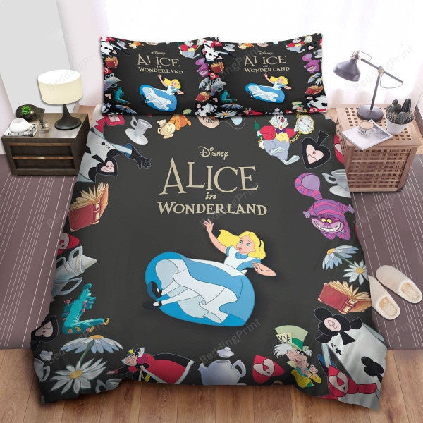 Alice In Wonderland Bedding Set Alice Falls In Wonderland Duvet Covers Colorful Unique Gift
